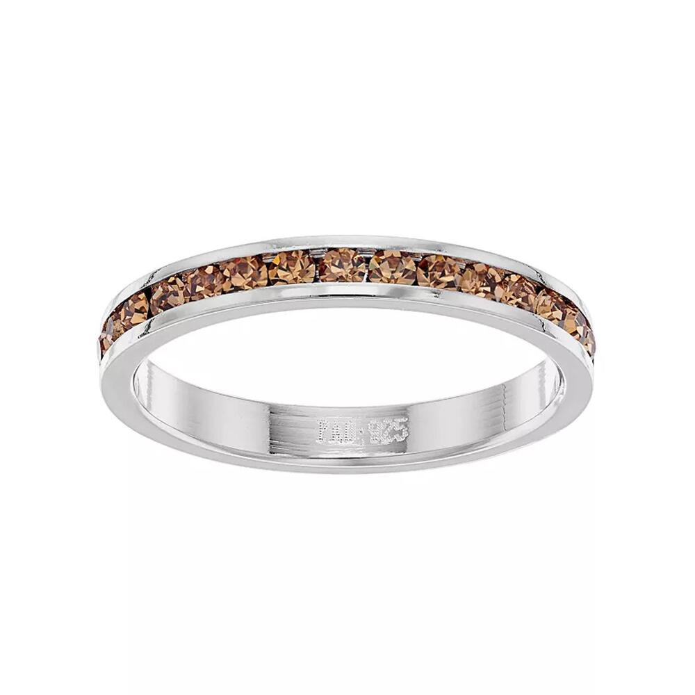 Swarovski Crystal Birthstone Eternity Ring in‎ Sterling Silver - Size 10